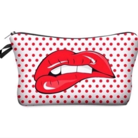 Cosmetic Bag Lips Mouth Pencil Case Makeup Organizer zip travel pouch bag - Picture 1 of 4
